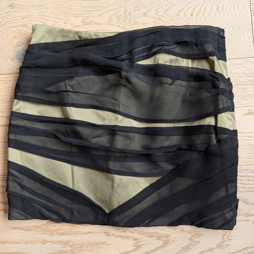 bebe Black and Tan Striped Mini Skirt